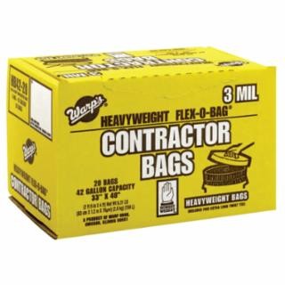 FLEX-O-BAG® Trash Can Liners and Contractor Bags, 42 gal, 3 mil, 33 in X 48 in, Black, Heavyweight
